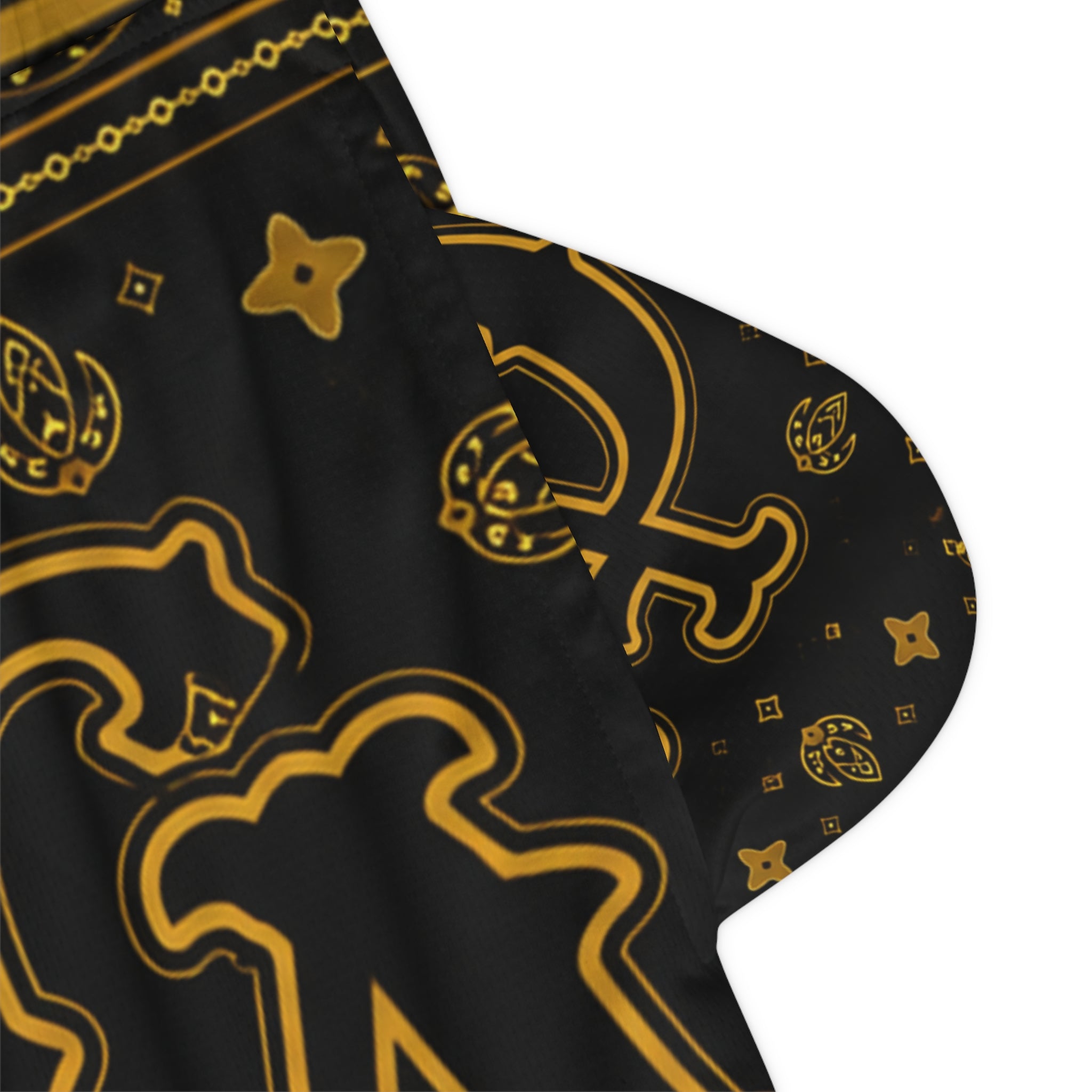 Black & Gold Bandana Basketball Shorts – Streetwear AOP with CA Monogram