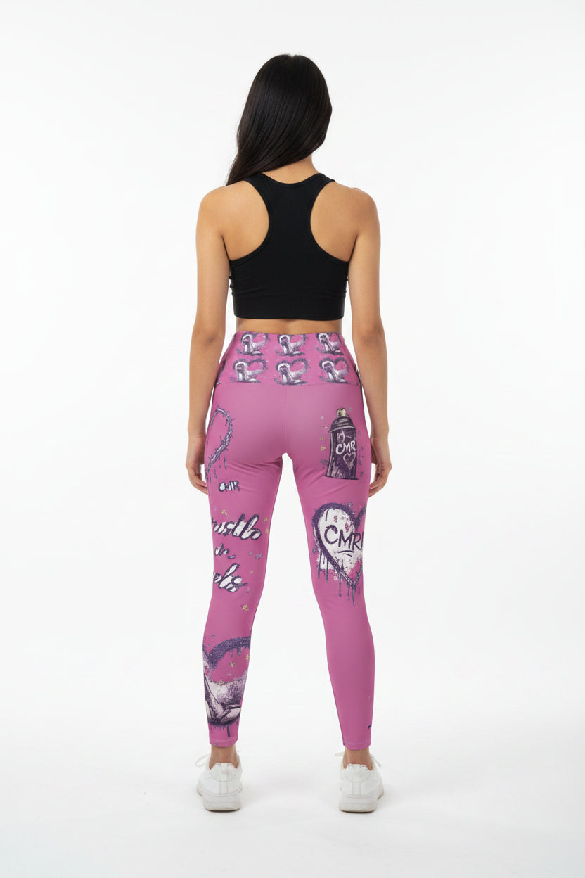 Pink Heart Yoga Leggings