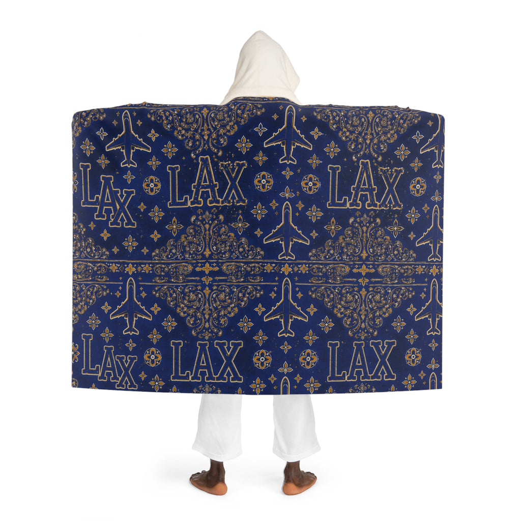 Navy Paisley Airplane Print Cozy Travel Throw