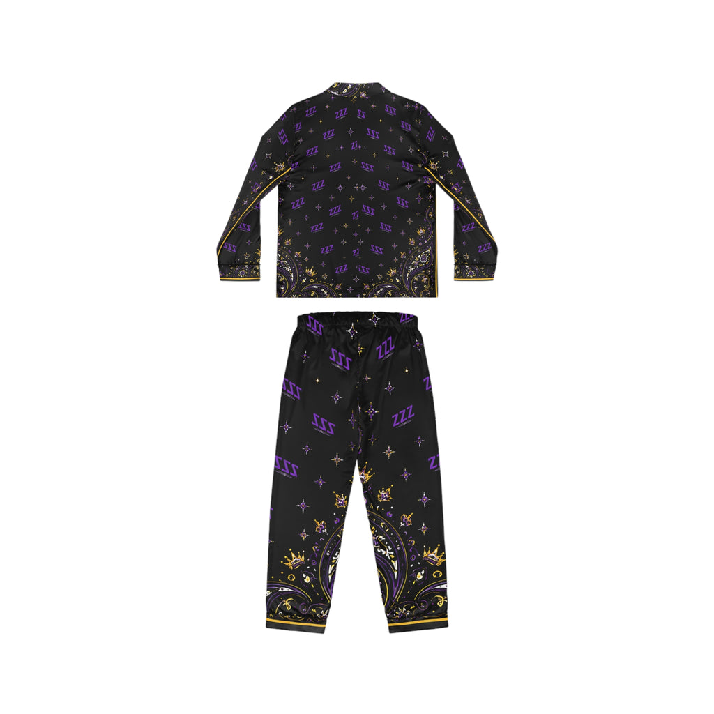 Satin Sleep Set — Black & Purple 'ZZZ' Luxe Pajamas