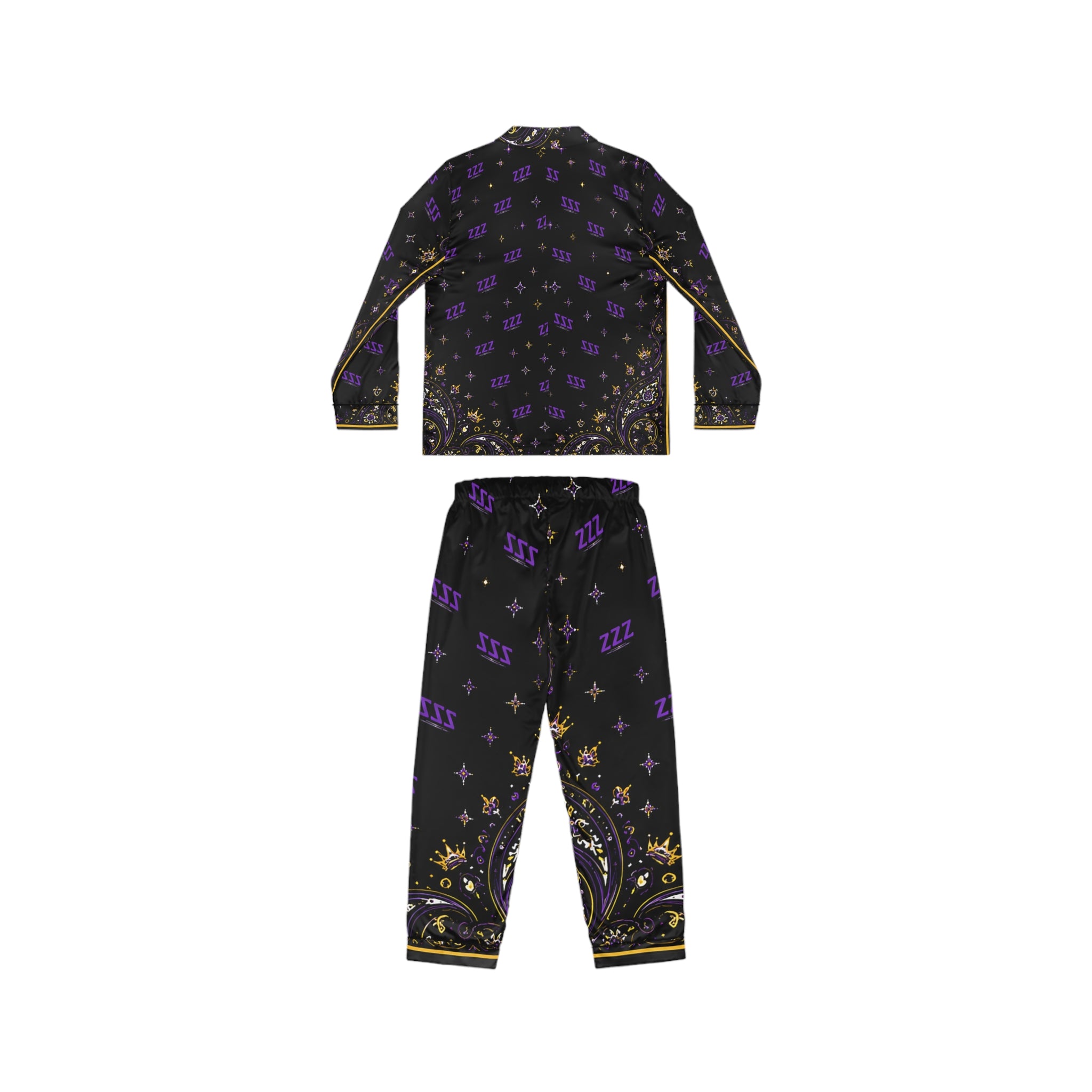 Satin Sleep Set — Black & Purple 'ZZZ' Luxe Pajamas
