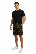 Black & Gold Bandana Basketball Shorts – Streetwear AOP with CA Monogram
