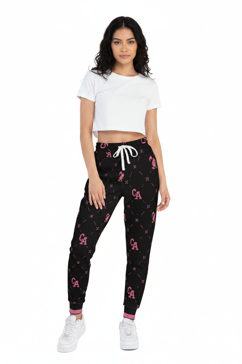Athletic Joggers — Black & Pink Monogram Lounge Pants