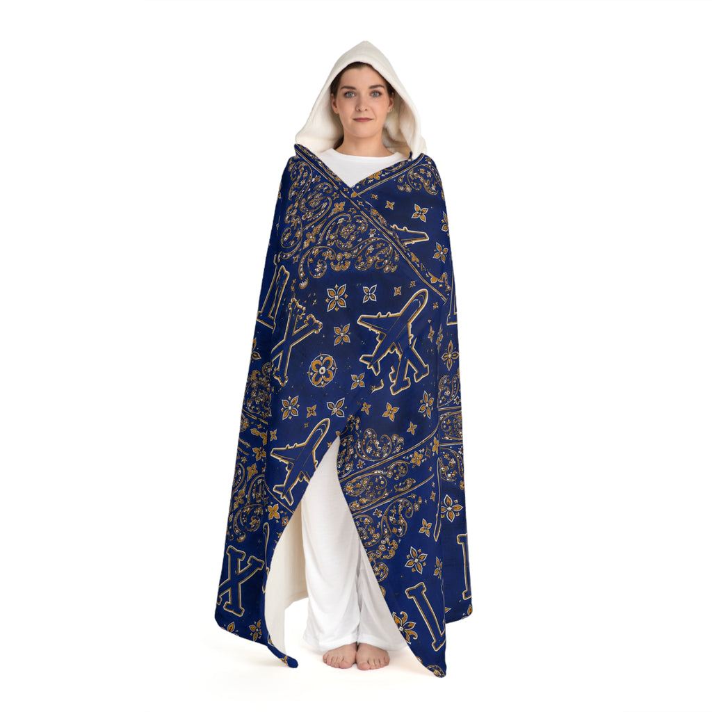 Navy Paisley Airplane Print Cozy Travel Throw