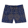 LAX Navy Bandana-Print Swim Shorts — Men's Mid-Length Lacrosse Beach Trunks