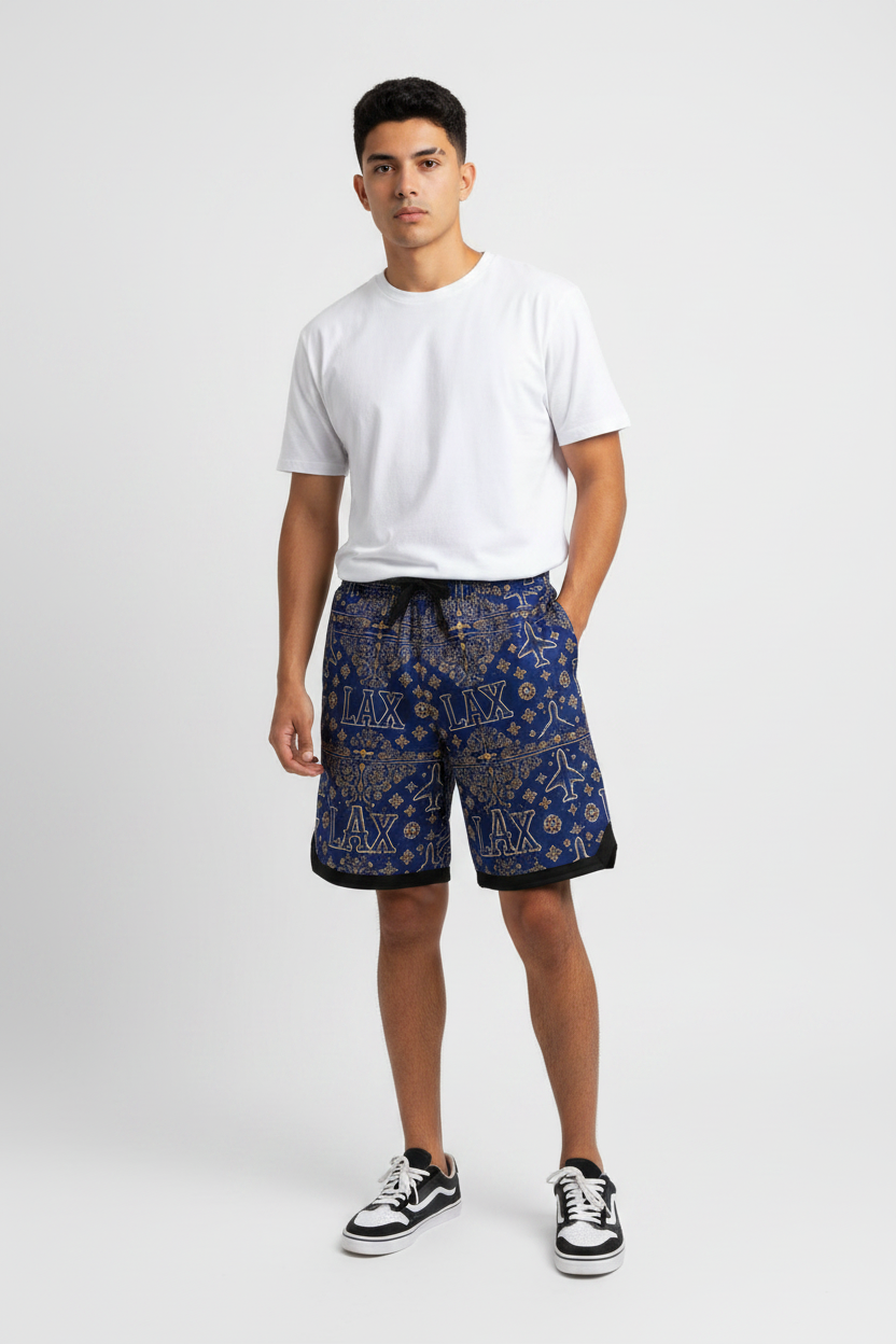 LAX Bandana-Print Basketball Shorts